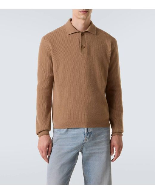 Lardini Brown Wool And Cashmere Polo Sweater for men