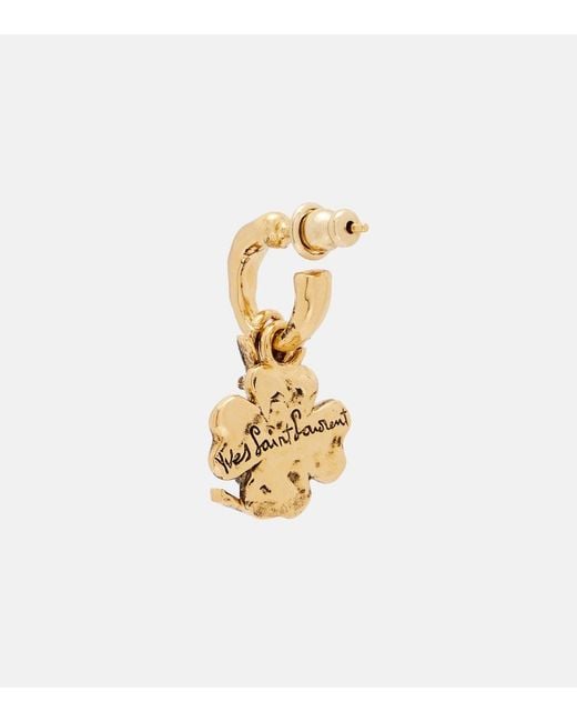 Saint Laurent Metallic Cassandre Lucky Charm Drop Earrings