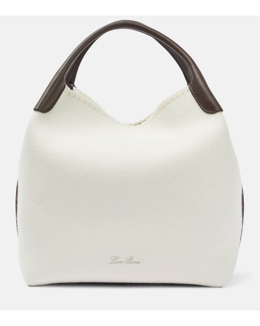 Loro Piana White Bale Large Leather-trimmed Bucket Bag