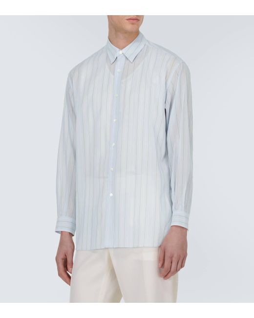 Auralee White Striped Cotton Organza Shirt for men