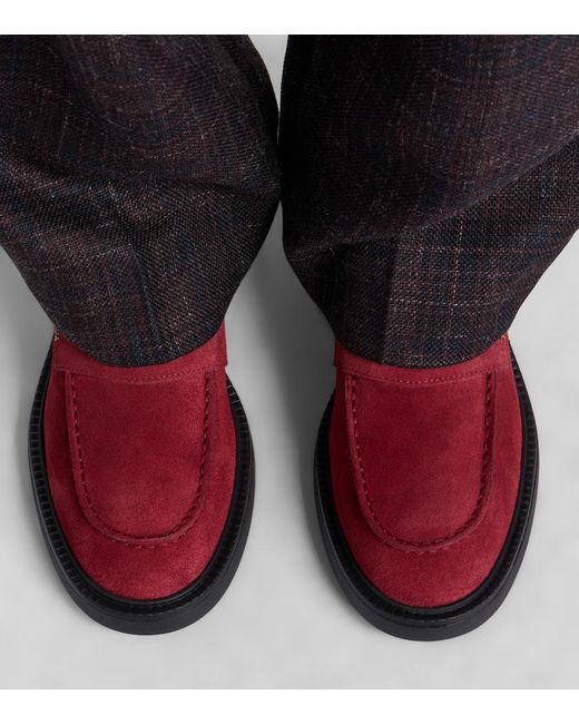 Tod's Red Suede Loafer Pumps