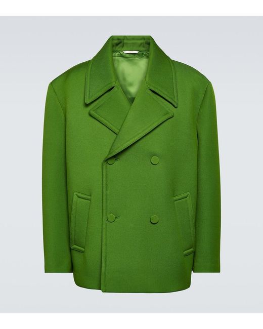 Abrigo marinero de mezcla de lana Valentino de hombre de color Green
