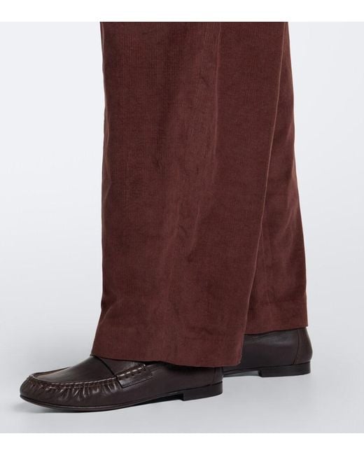 Brunello Cucinelli Red Monili Corduroy Wide-Leg Pants