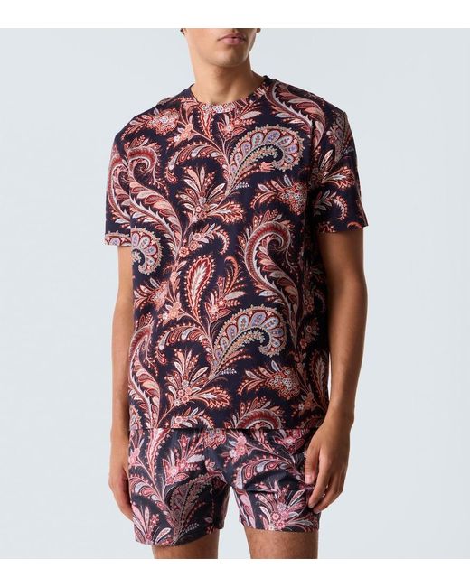 Etro Pink Paisley Cotton Jersey T-Shirt for men