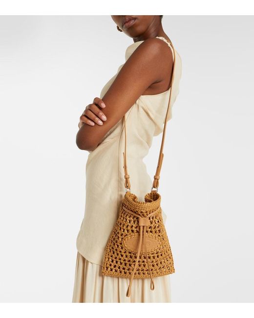 Tod's Natural Ebl Mini Raffia-Effect Bucket Bag