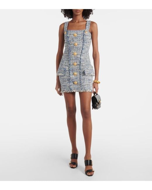 Balmain Blue Minikleid Aus Tweed