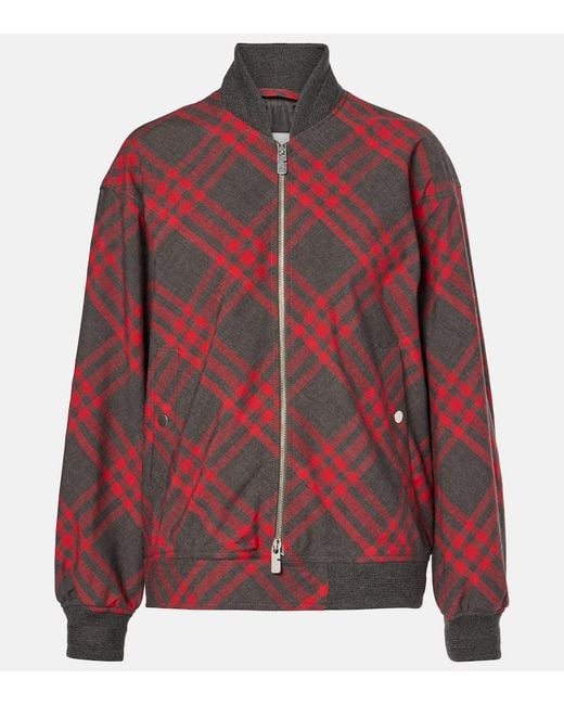 Burberry Red Check Bomber Jacket