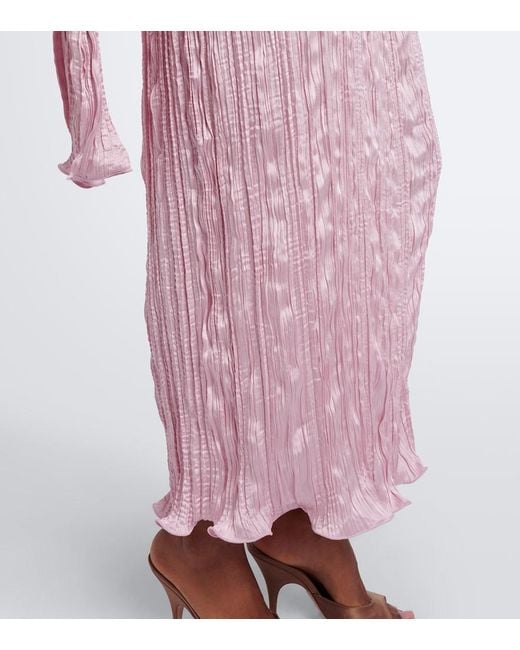 Posse Pink Esme Scarf-Detail Satin Maxi Dress