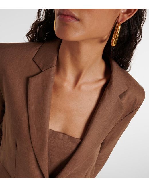 Asceno Brown Azores Linen Blazer