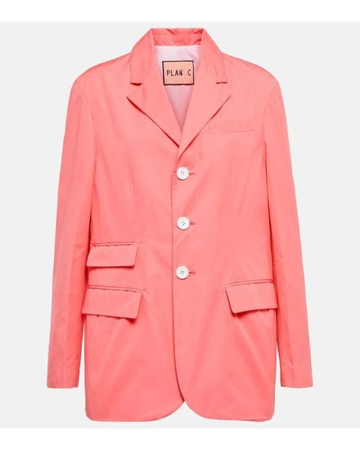 Blazer de algodon de botonadura simple Plan C de color Pink