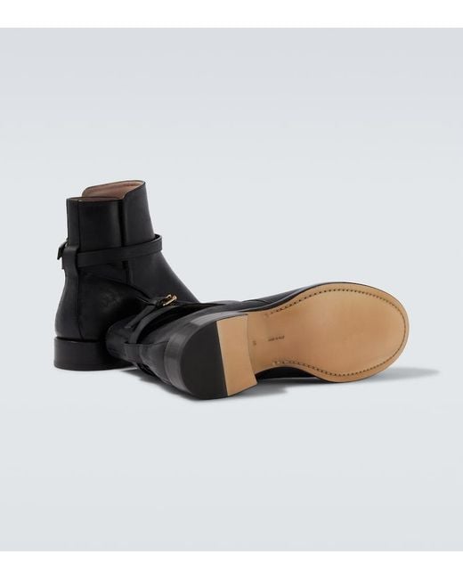 The Row Black Nobilis Leather Ankle Boots for men