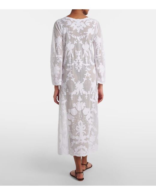 Juliet Dunn White Bestickter Kaftan Aus Baumwolle