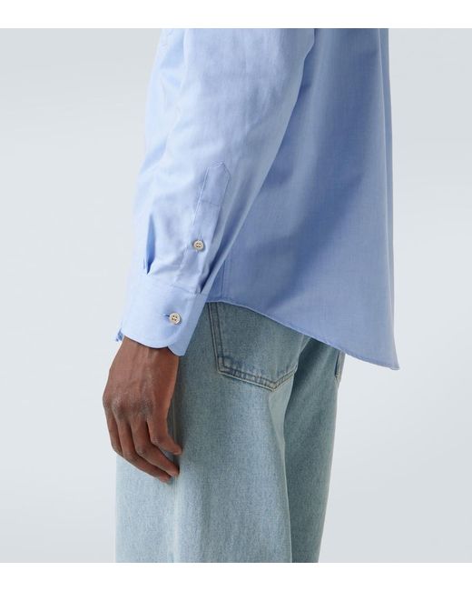 Valentino Blue Cotton Oxford Shirt for men