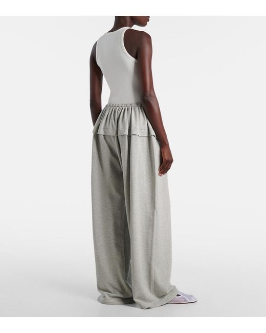 Alaïa Gray Ruffled Cotton-Blend Track Pants