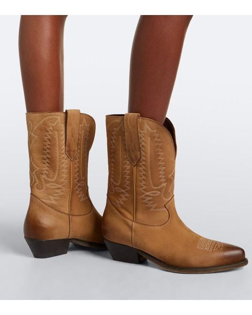Golden Goose Deluxe Brand Brown Wish Star Leather Cowboy Boots