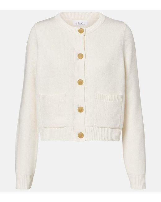 Velvet White Cardigan Mahal Aus Baumwolle Und Kaschmir