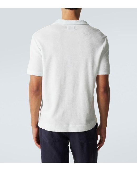 Thom Sweeney White Cotton Terry Polo Shirt for men