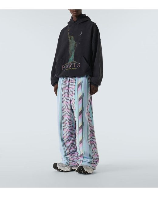 Balenciaga Blue Printed Fleece Sweatpants for men