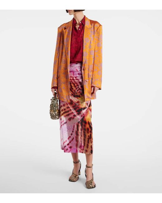 Gonna Midi Sami Con Stampa di Dries Van Noten in Red