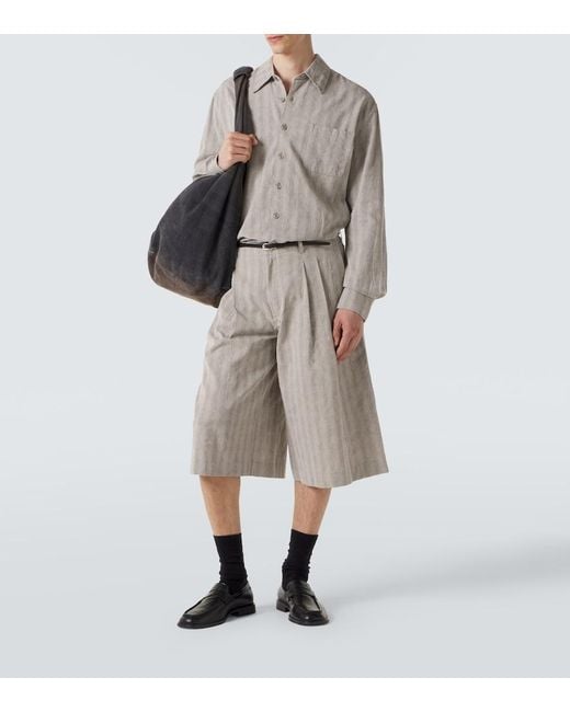 Our Legacy Gray Above Striped Cotton And Linen-Blend Shirt for men