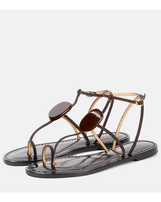 Amanu Metallic Cairo Embellished Leather Sandals