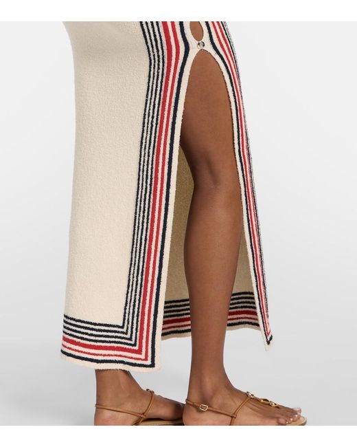 Rabanne Natural Striped Cotton-Blend Terry Midi Dress