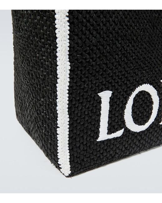 Loewe Black Logo Large Raffia Shopper for men