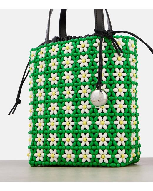 Loewe Green Paula's Ibiza Mini Beaded Tote Bag