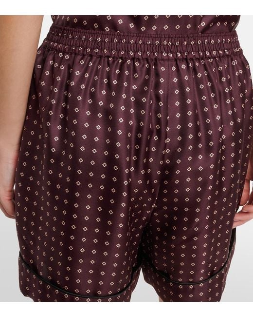 Saint Laurent Red Printed Silk Satin Shorts