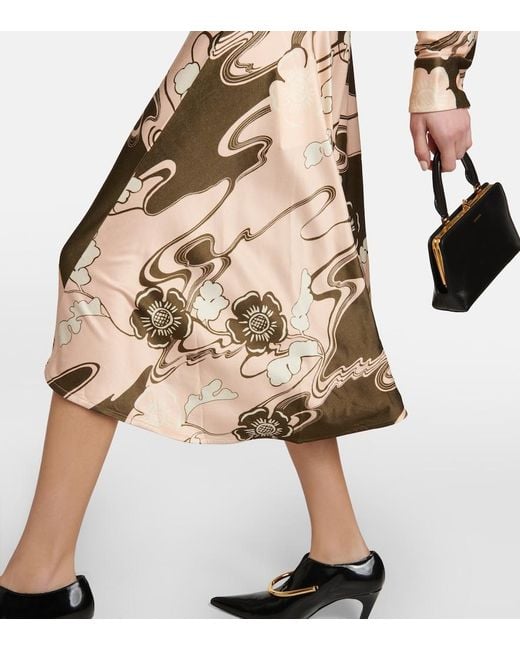 Jil Sander Natural Printed Midi Dress