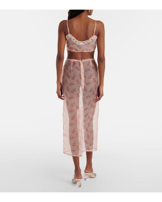 Simone Rocha Pink Floral Midi Skirt