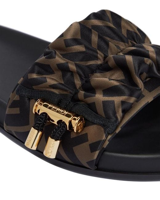 Fendi Black Ff Vertigo Satin Slides