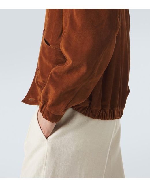 Zegna Brown Suede Bomber Jacket for men