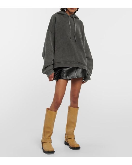 Acne Gray Faded-Wash Oversized-Fit Cotton-Jersey Hoody