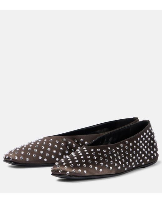 Magda Butrym Black Ballerinas Aus Satin Mit Kristallen