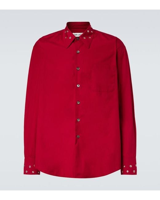 Our Legacy Red Above Embellished Cotton Poplin Shirt for men