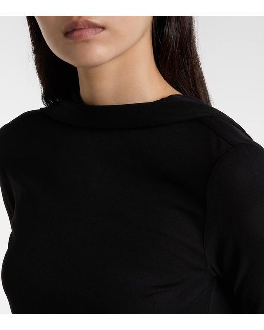 Totême Black Draped Jersey Midi Dress