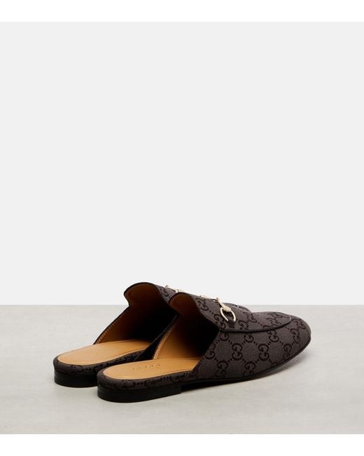 Gucci Brown Princetown Horsebit Gg Canvas Mules