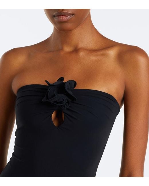 Magda Butrym Black Floral-Applique Swimsuit