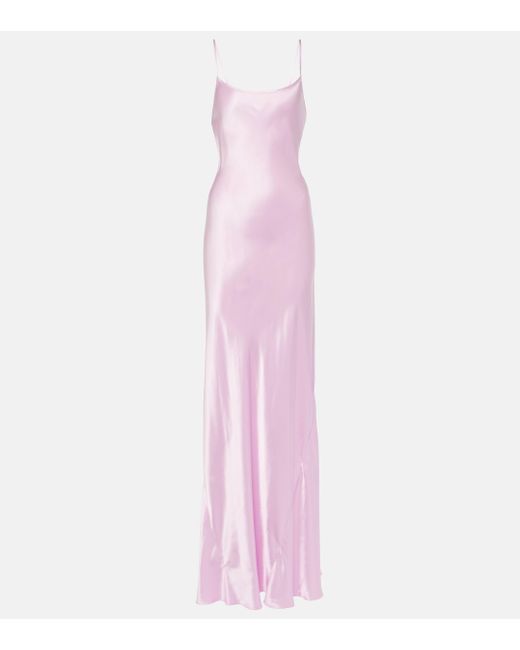 Robe longue en satin Victoria Beckham en coloris Pink