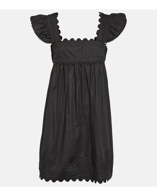 Vestido corto de popelin de algodon Juliet Dunn de color Black