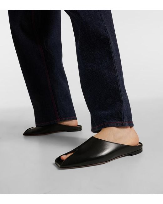 Alaïa Black Leather Slippers