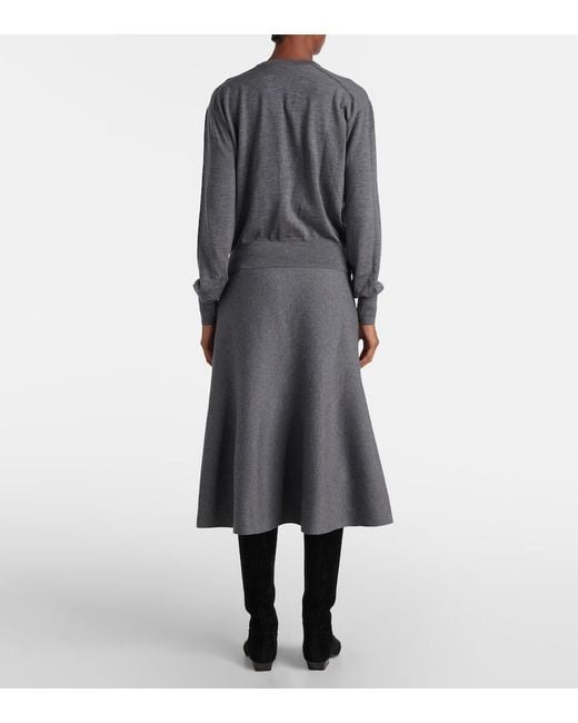 Khaite Gray Jackie Wool Cardigan