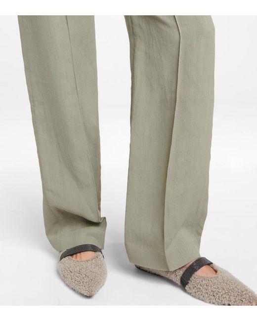 Brunello Cucinelli Green Straight Twill Pants