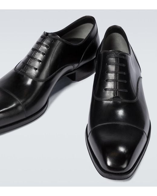 Tom Ford Black Elkan Leather Oxford Shoes for men
