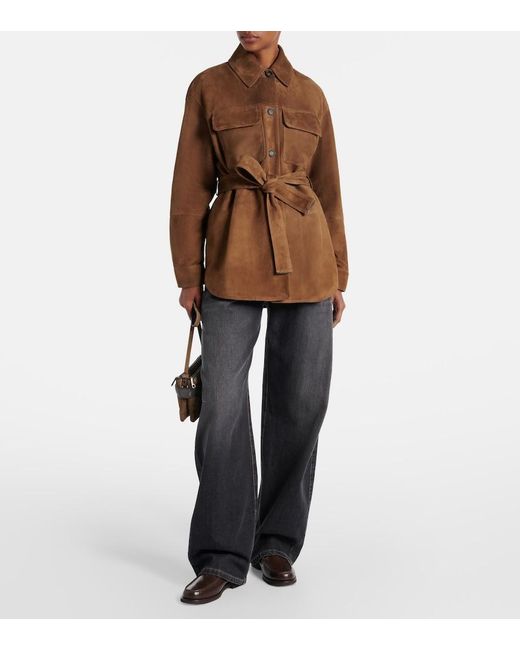 Brunello Cucinelli Brown Belted Suede Field Jacket