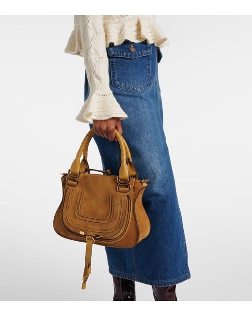 Chloé Brown Marcie Small Suede Tote Bag