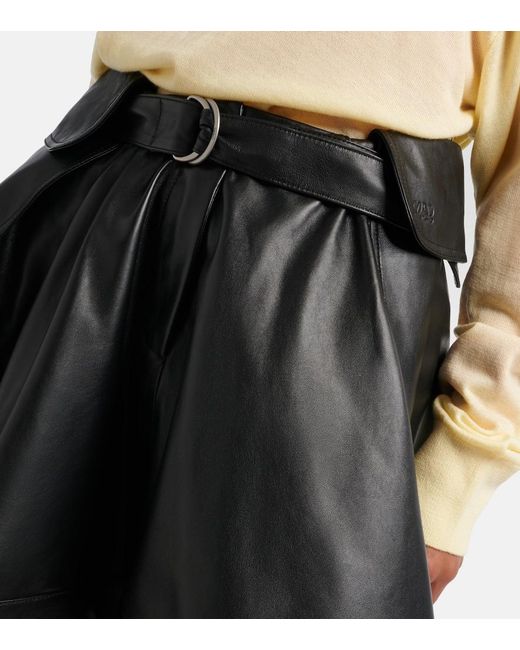 Loewe Black Double L Belted Leather Miniskirt