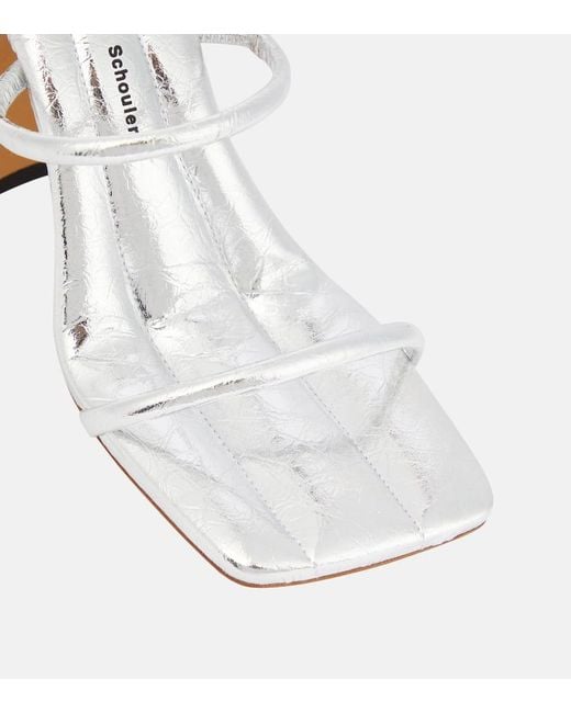 Proenza Schouler White Square Slide Metallic Leather Sandals