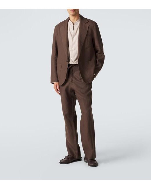 STÒFFA Brown Linen Blazer for men